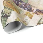 GLAS AUS WEISSEM WEIN, ALTER WEIN GESCHENKPAPIER (Rolleneckpunkt)