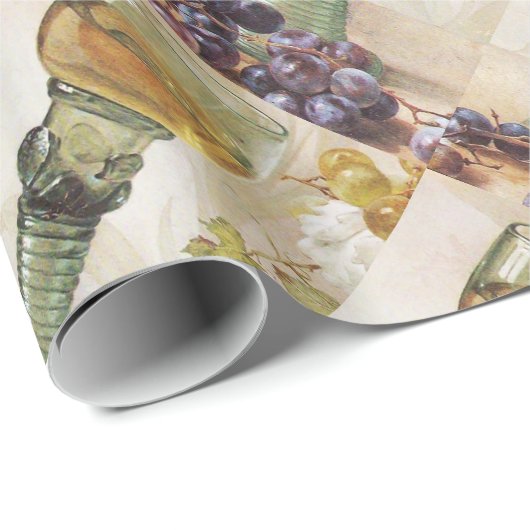 GLAS AUS WEISSEM WEIN, ALTER WEIN GESCHENKPAPIER (Rolleneckpunkt)