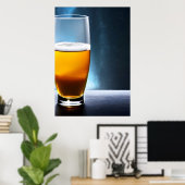 Glas Bier auf einem Tisch im Raum | AI Art Poster (Heimbüro)