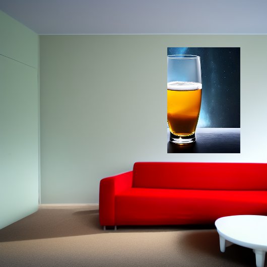 Glas Bier auf einem Tisch im Raum | AI Art Poster