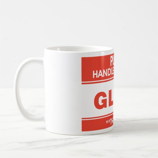 Glas bitte vorsichtig handhaben kaffeetasse (Links)