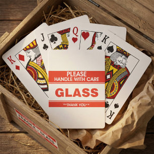 Glas bitte vorsichtig handhaben spielkarten