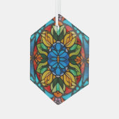 Glas Bloom Hexagon Glas Ornament (Vorderseite Links)