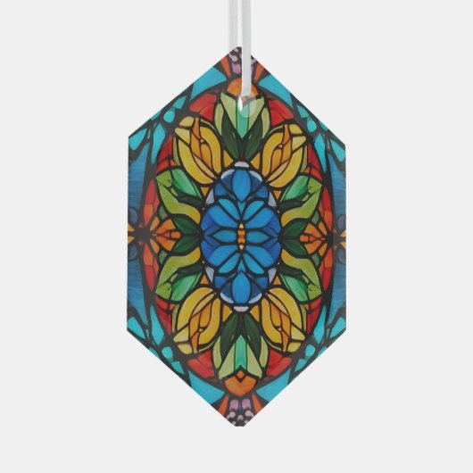 Glas Bloom Hexagon Glas Ornament (Vorderseite Rechts)