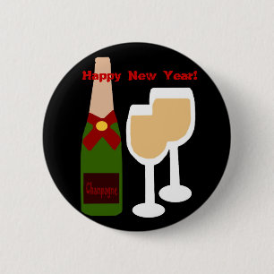 Glas Champagne n, guten Rutsch ins Neue Jahr! Button