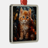 GLAS CHRISTMAS ORANGE TABBY KITTEN ORNAMENT AUS METALL (Rechts)