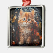 GLAS CHRISTMAS ORANGE TABBY KITTEN ORNAMENT AUS METALL (Links)