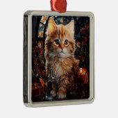 GLAS CHRISTMAS ORANGE TABBY KITTEN ORNAMENT AUS METALL (Rechts)