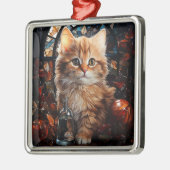 GLAS CHRISTMAS ORANGE TABBY KITTEN ORNAMENT AUS METALL (Links)