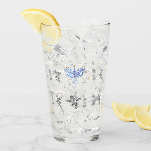 Glas Cup Menorah Blume Vintagen Stil (Vorderseite Ice)