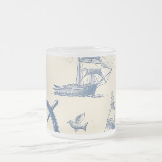 Glas-Cup mit Meereselementen Mattglastasse (Mittel)