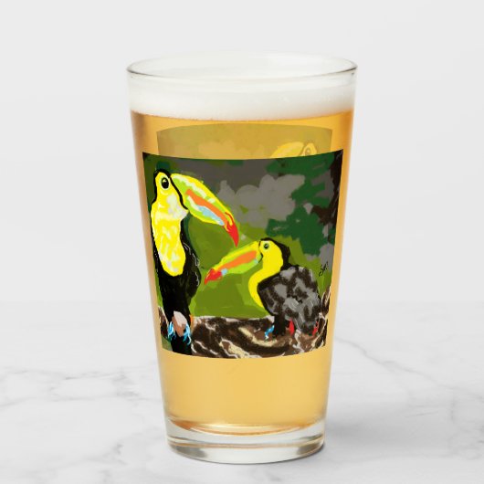 Glas Cup : Tropische Vögel (Rückseite (gefüllt))
