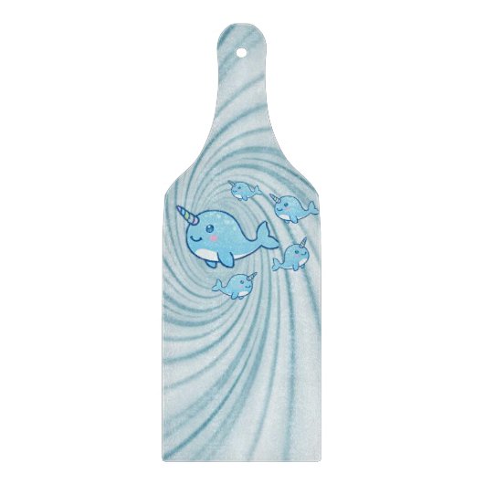 Glas Cutting Board Narwhal Blue Schneidebrett (Vorderseite)