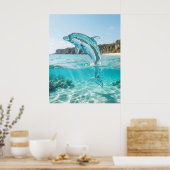 Glas-Delfin Azure-Sprung Poster (Küche)