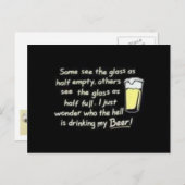 Glas halb leer postkarte (Vorne/Hinten)