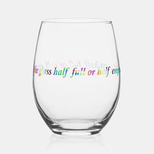 Glas halb voll oder leer in Regenbogenfarben (Vorderseite)