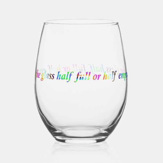 Glas halb voll oder leer in Regenbogenfarben (Rückseite)