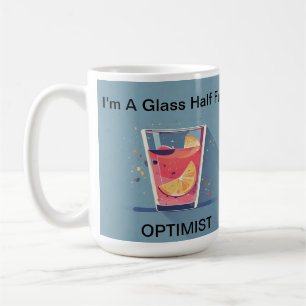Glas Halb volle Optimist glückliche Tasse