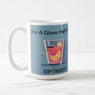 Glas Halb volle Optimist glückliche Tasse