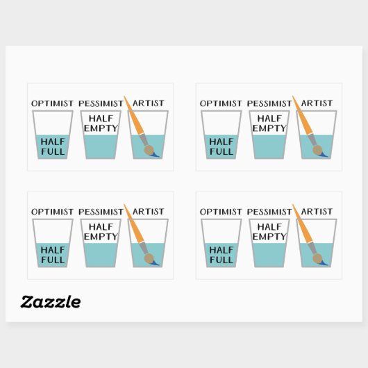 Glas Halb voller Sonnenschein Rechteckiger Aufkleber (Blatt)