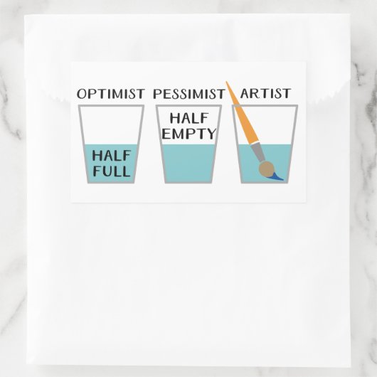 Glas Halb voller Sonnenschein Rechteckiger Aufkleber (Tasche)