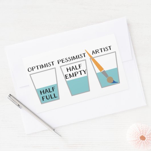 Glas Halb voller Sonnenschein Rechteckiger Aufkleber (Umschlag)