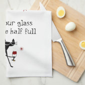 Glas Halb Wein Toast mit Katze Geschirrtuch (Viertel Falte)