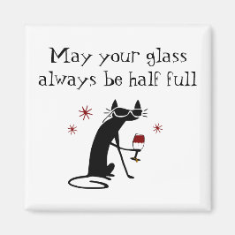 Glas Halb Wein Toast mit Katze Magnet