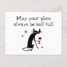 Glas Halb Wein Toast mit Katze Postkarte