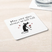 Glas Halb Wein Toast mit Katze Rechteckiger Pappuntersetzer (angewinkelt)