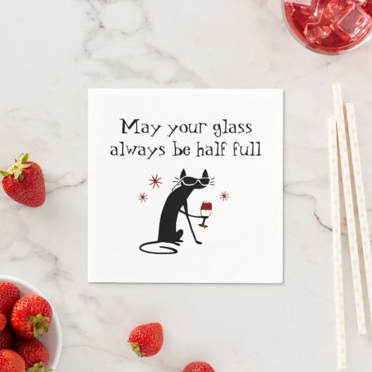 Glas Halb Wein Toast mit Katze Serviette (Beispiel)