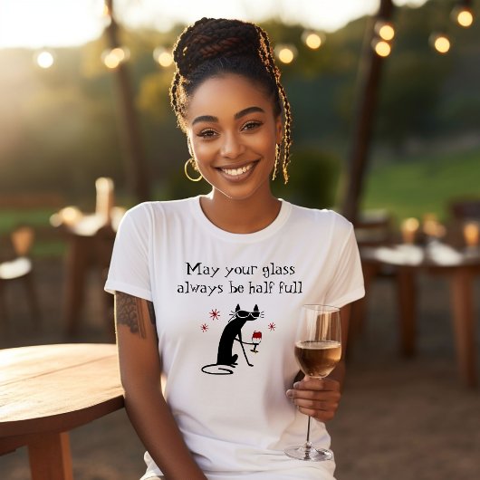 Glas Halb Wein Toast mit Katze T-Shirt