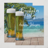 Glas helles Bier am Strand Einladung (Vorne/Hinten)