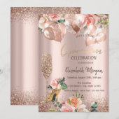 Glas, hohe Fersen, Rose, Balloons Quinceañera Einladung (Vorne/Hinten)