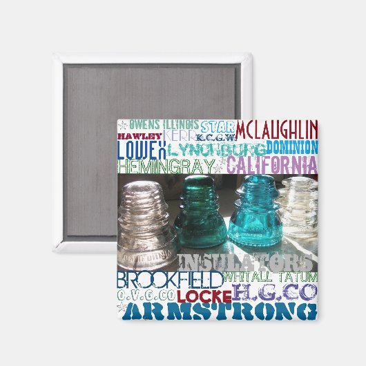 Glas-Isolatoren TELECOM-History-Magnet Magnet (Vorderseite/Rückseite)