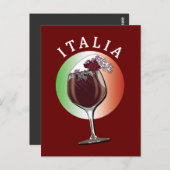 Glas italienischen Weins - Italien, Italien Postkarte (Vorne/Hinten)