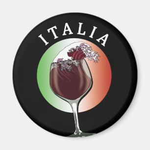 Glas italienischer Wein - Italia, Italien Magnet