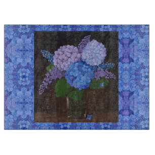 Glas Kitchen Cutting Board - Hydrangeas in Vase #2 Schneidebrett
