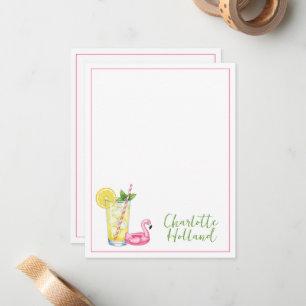 Glas Limonade mit Flamingo Mitteilungskarte