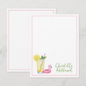 Glas Limonade mit Flamingo Mitteilungskarte (Vorne/Hinten)