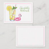 Glas Limonade mit Flamingo Mitteilungskarte (Vorne/Hinten)