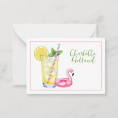 Glas Limonade mit Flamingo Mitteilungskarte (Vorderseite)