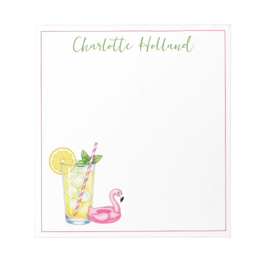 Glas Limonade mit Flamingo Notizblock (Vorderseite)