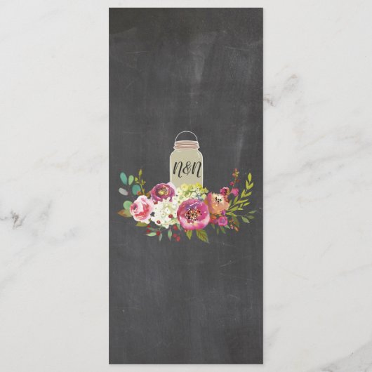 Glas-Menü-Hochzeits-Empfangs-rustikale Kreide mit Menükarte (Rückseite)