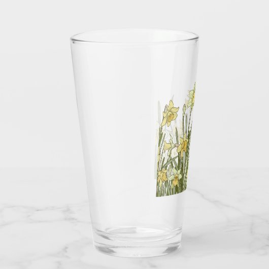 Glas mit Blumenrand, gelbe Narzissen (Rechts)