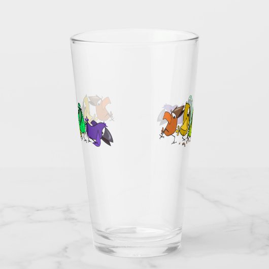 Glas mit farbigen Vögeln (Rechts)