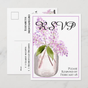 Glas mit Flieder - Rustikale Aquarell-Hochzeits-RS Postkarte
