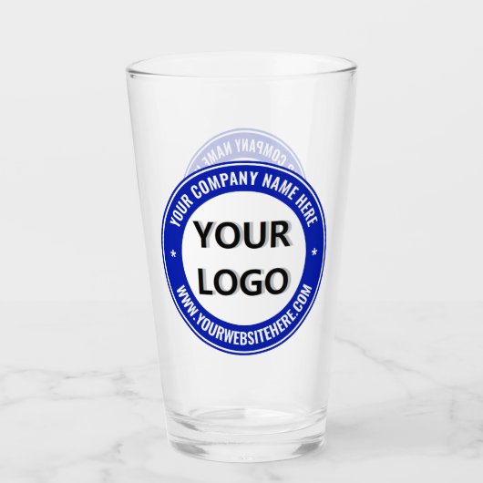 Glas mit Ihrem Logo Beispiel mit individuellem Tex (Vorderseite)
