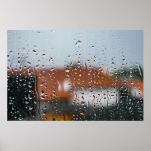Glas mit Regentropfen Poster