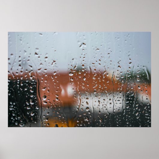 Glas mit Regentropfen Poster (Vorne)